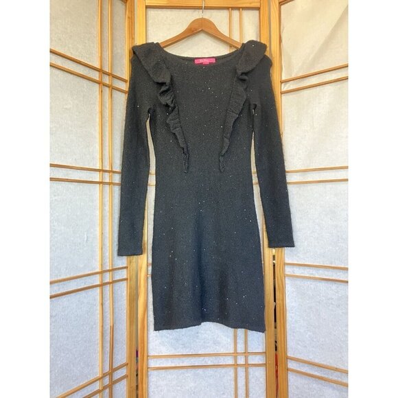 Lilly Pulitzer Dresses & Skirts - Lilly Pulitzer Ruth Black Pullover Dress Evening Sequin Ruffle Small Long Sleeve